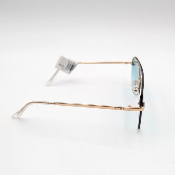 Aire Venatici Aviator Sunglasses Women's Gold Metal Frame/Teal Grad Size L - Picture 5 of 10